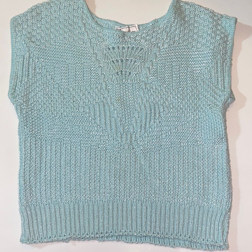 VTG,Cross-Country Knits Ilgwu Light Blue Knit Sleeveless Top Sz, Approximate SM